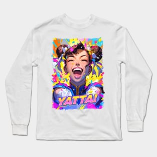 #1 CHEERFUL WINNER - CHUN LI STREET FIGHTER | Vintage Video Game T-Shirt Design Pop Art | PROUD OTAKU Long Sleeve T-Shirt